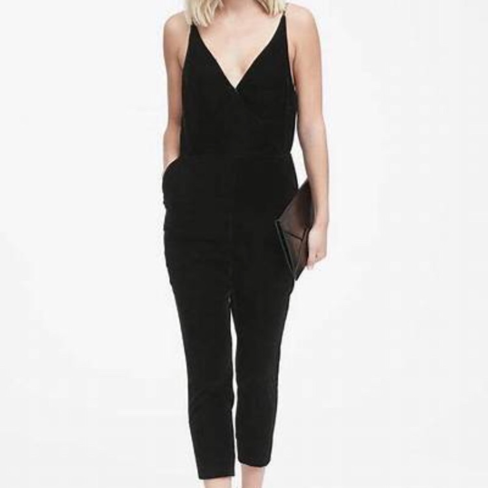 Banana Republic velvet cropped strappy jumpsuit